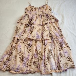 House of Harlow 196 Corset Tiered Floral Midi Dress